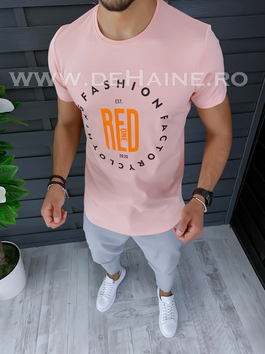 Tricou barbati roz slim fit ZR B1007 P8-3